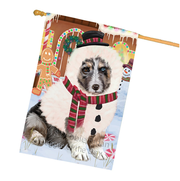 Christmas Gingerbread House Candyfest Australian Shepherd Dog House Flag FLG56838