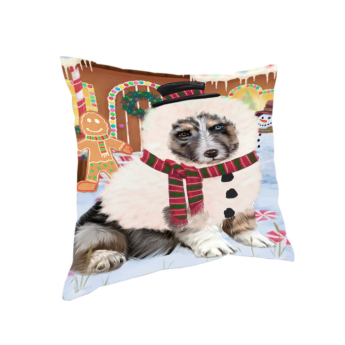 Christmas Gingerbread House Candyfest Australian Shepherd Dog Pillow PIL78908