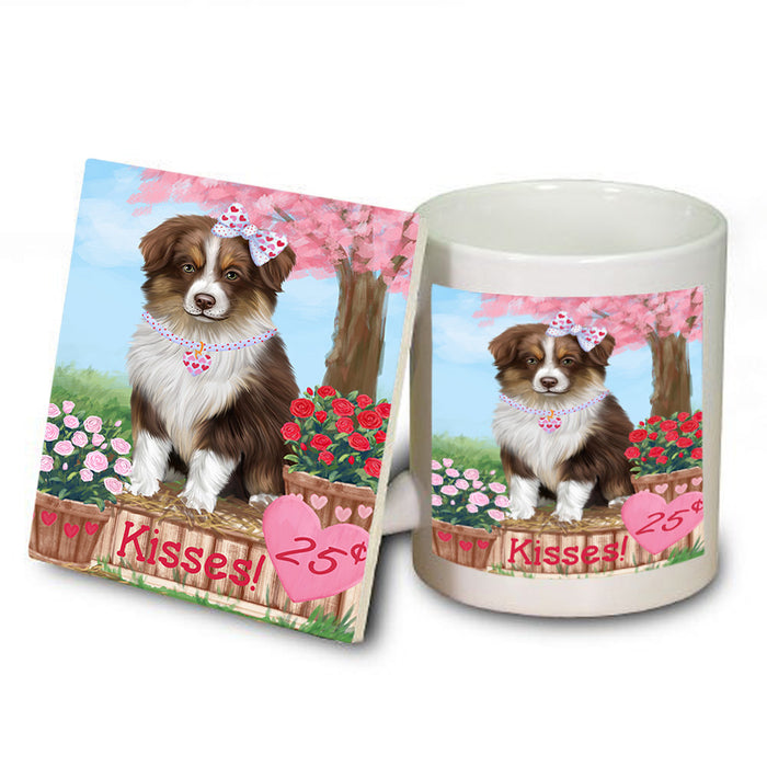 Rosie 25 Cent Kisses Australian Shepherd Dog Mug and Coaster Set MUC55755