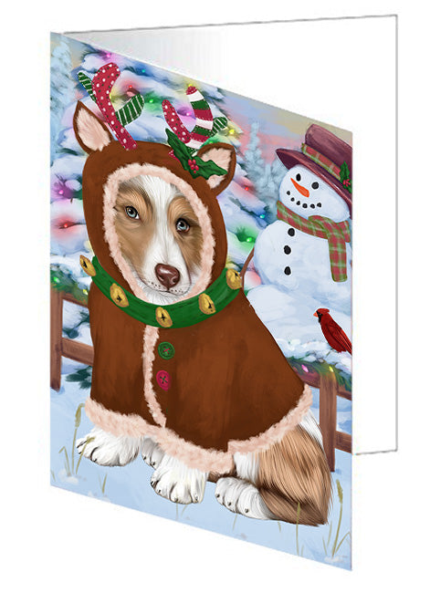 Christmas Gingerbread House Candyfest Australian Shepherd Dog Handmade Artwork Assorted Pets Greeting Cards and Note Cards with Envelopes for All Occasions and Holiday Seasons GCD72980