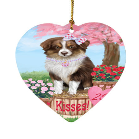 Rosie 25 Cent Kisses Australian Shepherd Dog Heart Christmas Ornament HPOR56119