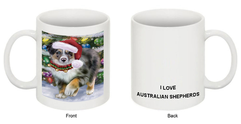 Trotting in the Snow Australian Shepherd Dog Coffee Mug MUG50808