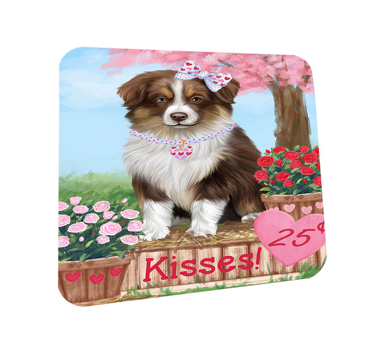 Rosie 25 Cent Kisses Australian Shepherd Dog Coasters Set of 4 CST55721