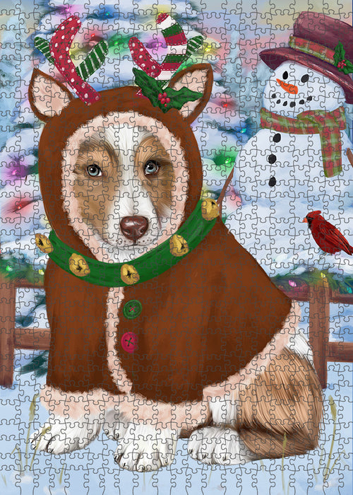 Christmas Gingerbread House Candyfest Australian Shepherd Dog Puzzle with Photo Tin PUZL92820