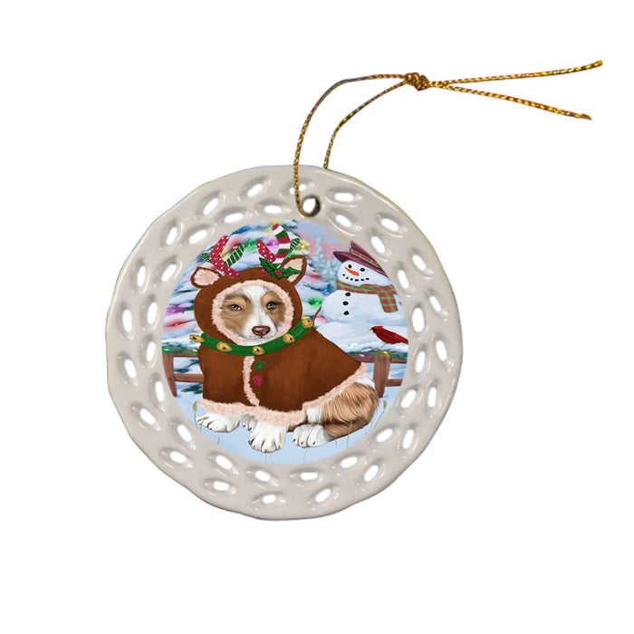 Christmas Gingerbread House Candyfest Australian Shepherd Dog Ceramic Doily Ornament DPOR56511