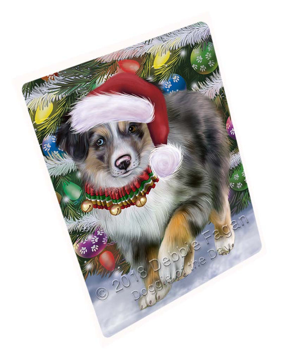 Trotting in the Snow Australian Shepherd Dog Cutting Board C71367