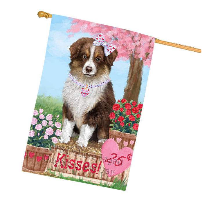 Rosie 25 Cent Kisses Australian Shepherd Dog House Flag FLG56447