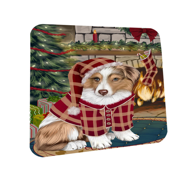 The Stocking was Hung Australian Shepherd Dog Coasters Set of 4 CST55140