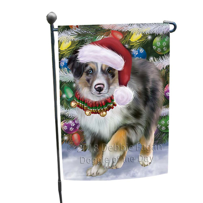 Trotting in the Snow Australian Shepherd Dog Garden Flag GFLG55703