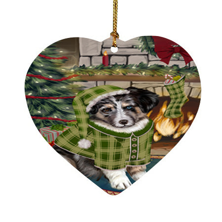 The Stocking was Hung Australian Shepherd Dog Heart Christmas Ornament HPOR55539