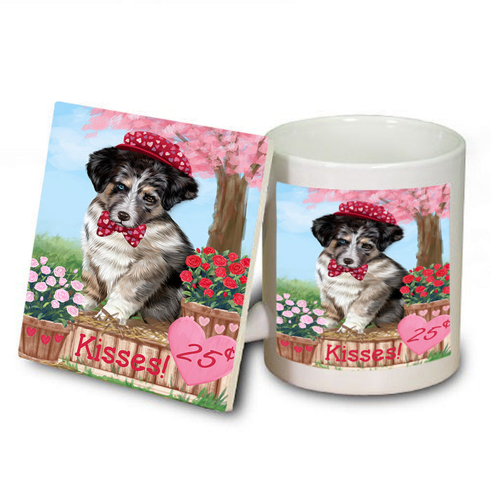 Rosie 25 Cent Kisses Australian Shepherd Dog Mug and Coaster Set MUC55756