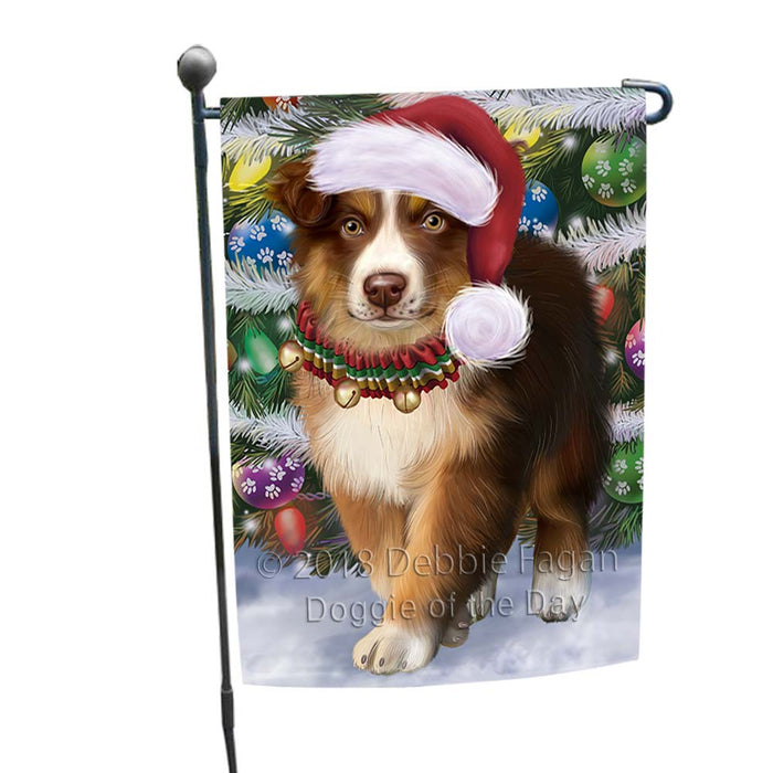 Trotting in the Snow Australian Shepherd Dog Garden Flag GFLG55704