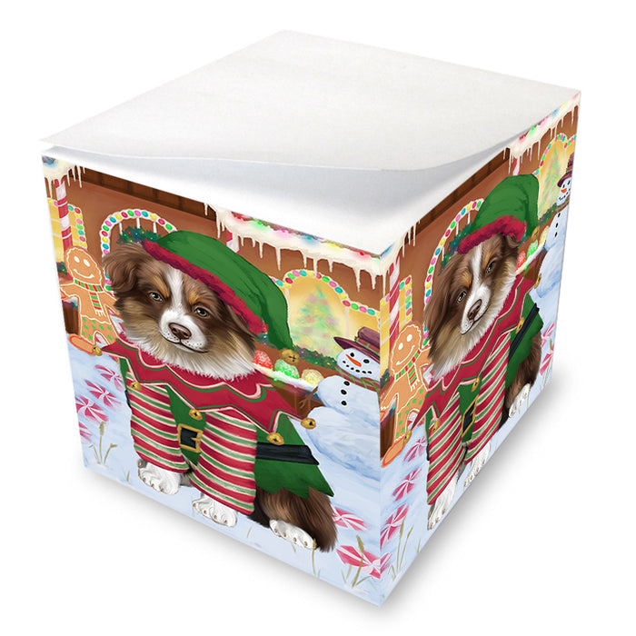 Christmas Gingerbread House Candyfest Australian Shepherd Dog Note Cube NOC54228