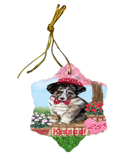 Rosie 25 Cent Kisses Australian Shepherd Dog Star Porcelain Ornament SPOR56120