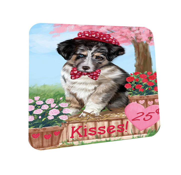 Rosie 25 Cent Kisses Australian Shepherd Dog Coasters Set of 4 CST55722