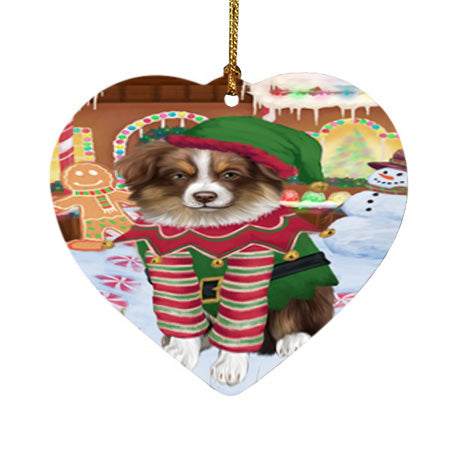 Christmas Gingerbread House Candyfest Australian Shepherd Dog Heart Christmas Ornament HPOR56512