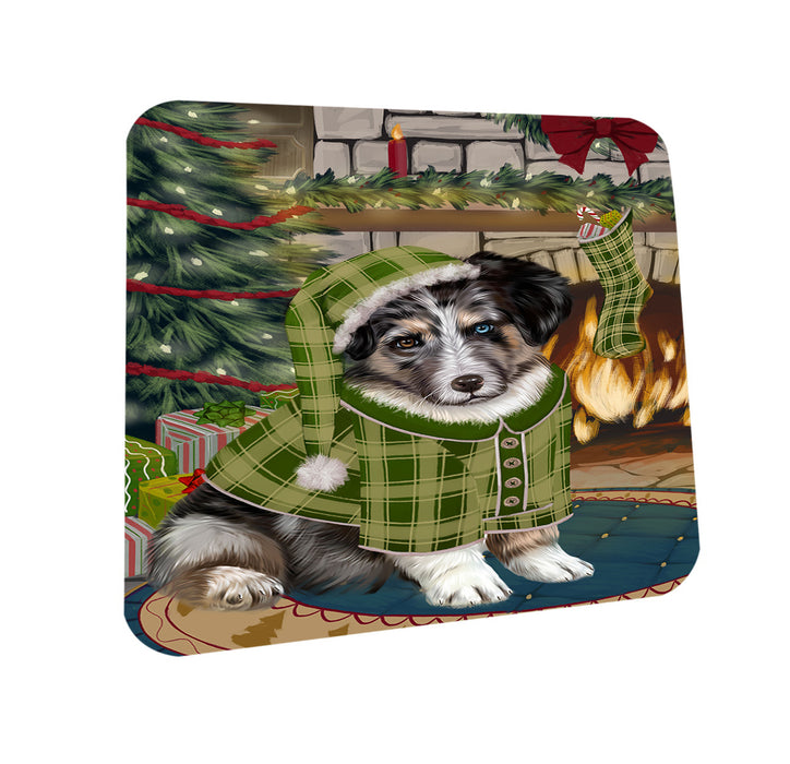 The Stocking was Hung Australian Shepherd Dog Coasters Set of 4 CST55141