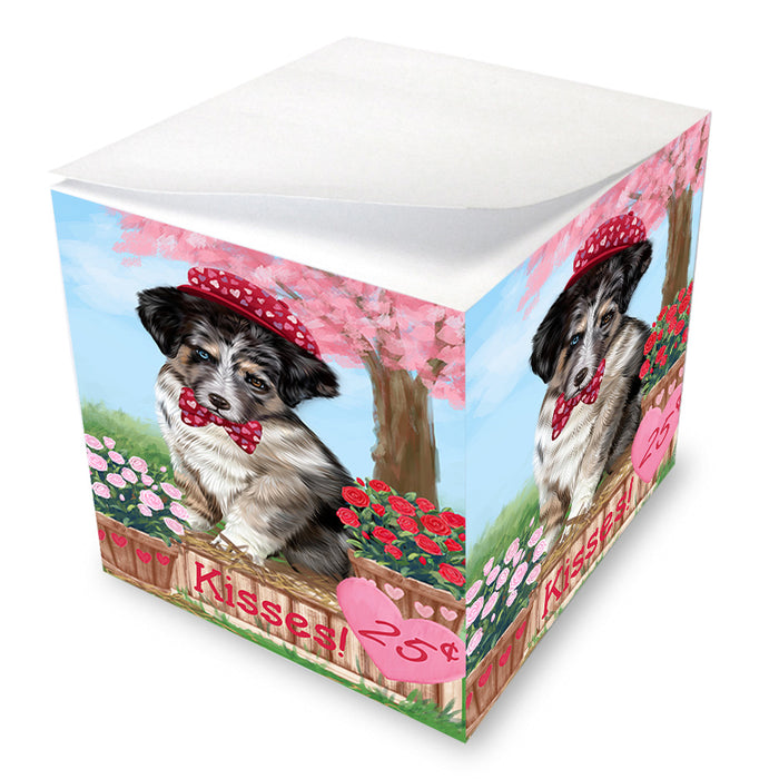 Rosie 25 Cent Kisses Australian Shepherd Dog Note Cube NOC53836