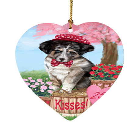 Rosie 25 Cent Kisses Australian Shepherd Dog Heart Christmas Ornament HPOR56120