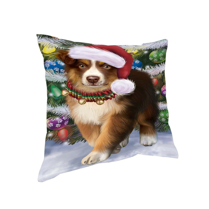 Trotting in the Snow Australian Shepherd Dog Pillow PIL70572