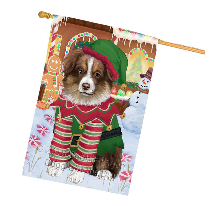 Christmas Gingerbread House Candyfest Australian Shepherd Dog House Flag FLG56840