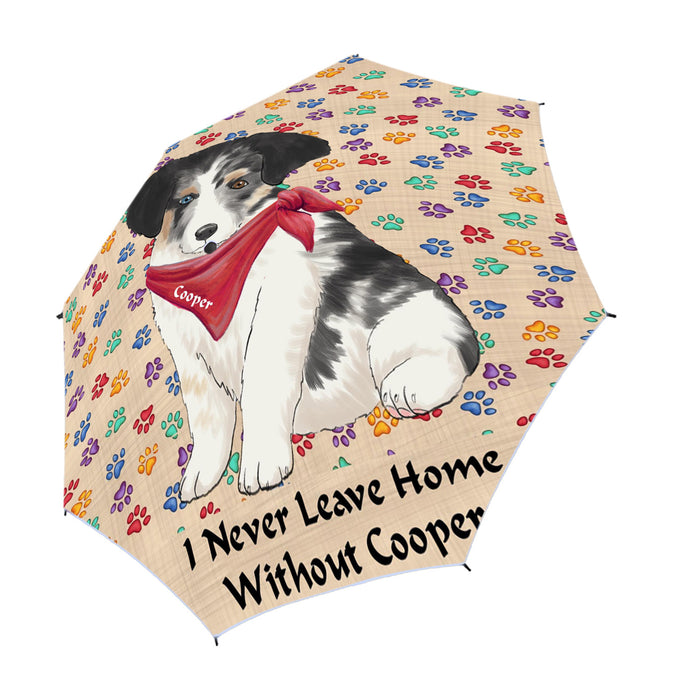 Custom Pet Name Personalized I never Leave Home Australian Shepherd Dog Semi-Automatic Foldable Umbrella