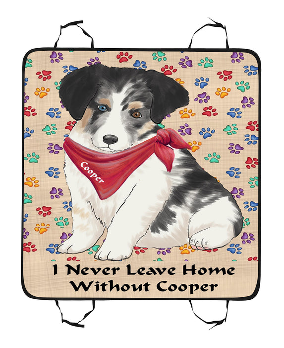 Personalized I Never Leave Home Paw Print Australian Shepherd Dogs Pet Back Car Seat Cover