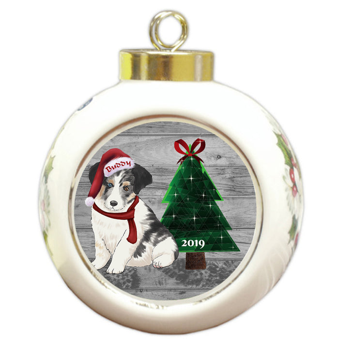 Custom Personalized Australian Shepherd Dog Glassy Classy Christmas Round Ball Ornament