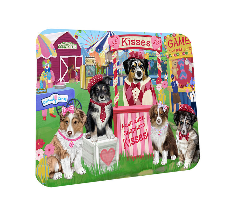 Carnival Kissing Booth Australian Shepherds Dog Coasters Set of 4 CST55735