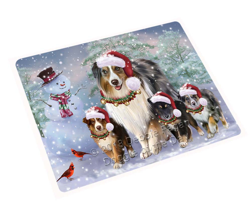 Christmas Running Family Australian Shepherds Dog Magnet MAG71520 (Small 5.5" x 4.25")