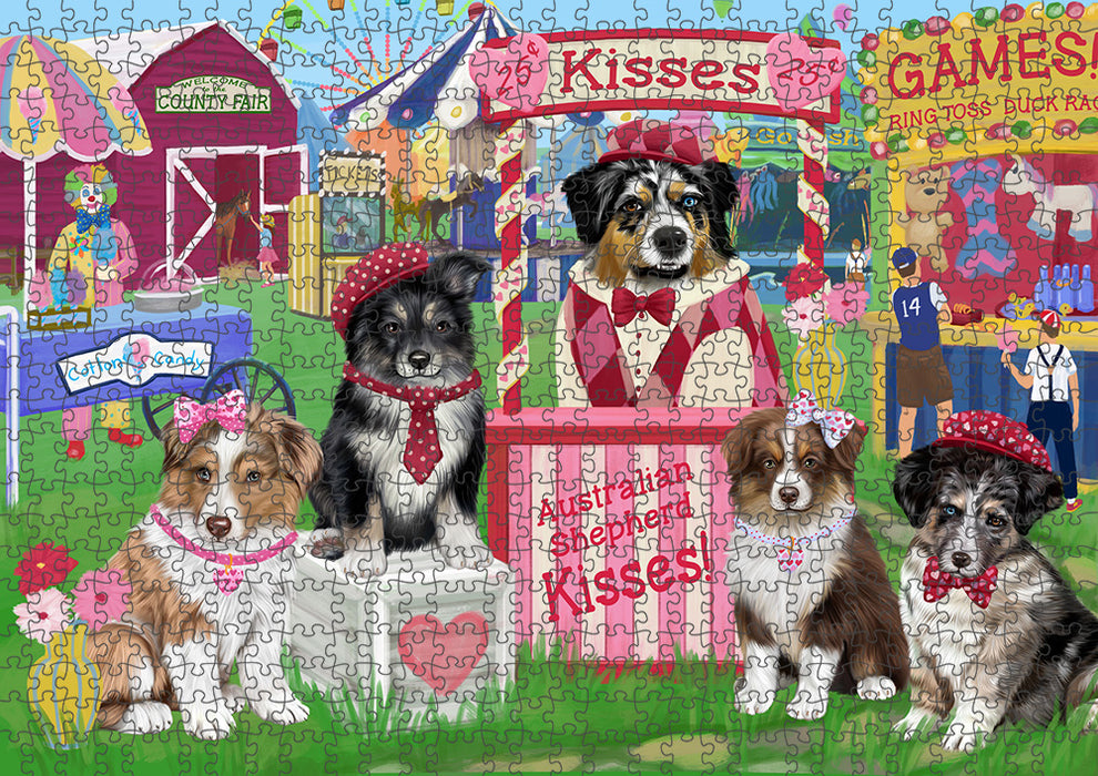 Carnival Kissing Booth Australian Shepherds Dog Puzzle with Photo Tin PUZL91312