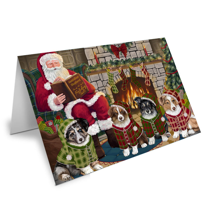 Christmas Cozy Holiday Tails Australian Shepherds Dog Handmade Artwork Assorted Pets Greeting Cards and Note Cards with Envelopes for All Occasions and Holiday Seasons GCD69794