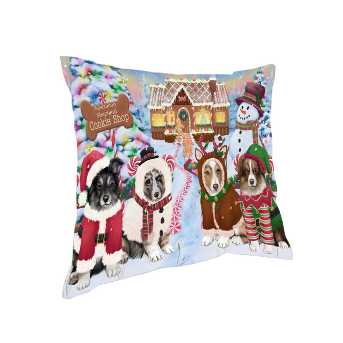 Holiday Gingerbread Cookie Shop Australian Shepherds Dog Pillow PIL78688