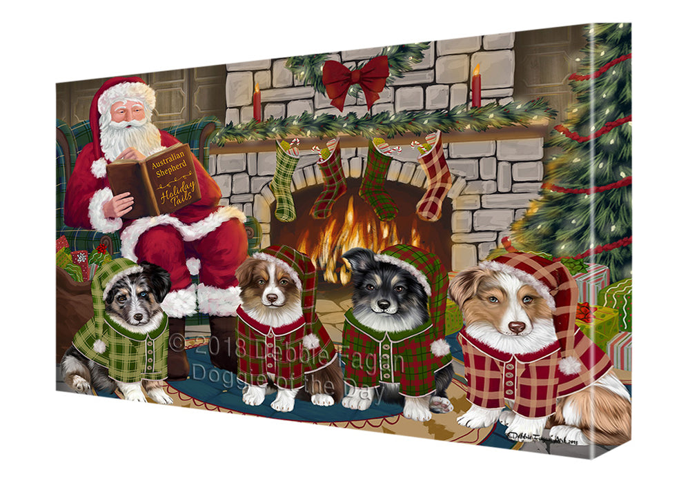 Christmas Cozy Holiday Tails Australian Shepherds Dog Canvas Print Wall Art Décor CVS115766