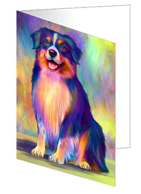 Paradise Wave Australian Shepherd Dog Handmade Artwork Assorted Pets Greeting Cards and Note Cards with Envelopes for All Occasions and Holiday Seasons GCD74582