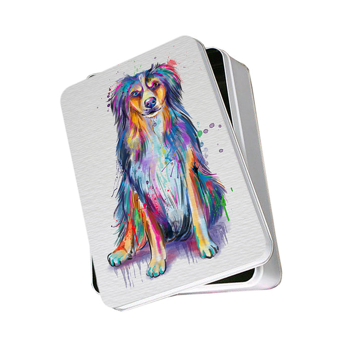 Watercolor Australian Shepherd Dog Photo Storage Tin PITN57013