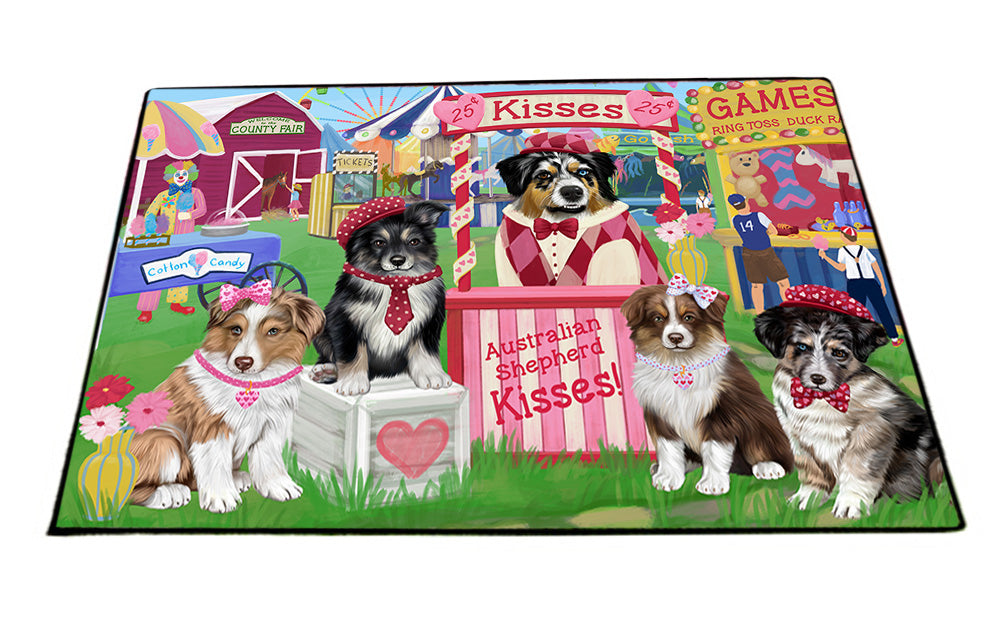 Carnival Kissing Booth Australian Shepherds Dog Floormat FLMS52872