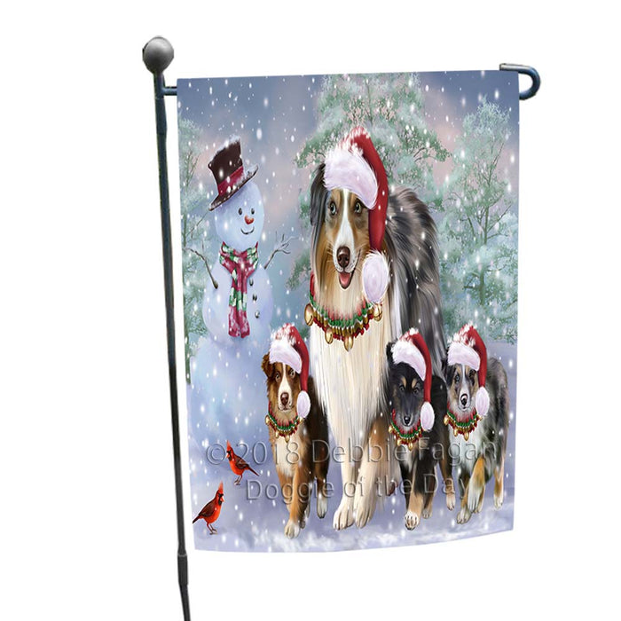 Christmas Running Family Australian Shepherds Dog Garden Flag GFLG55754