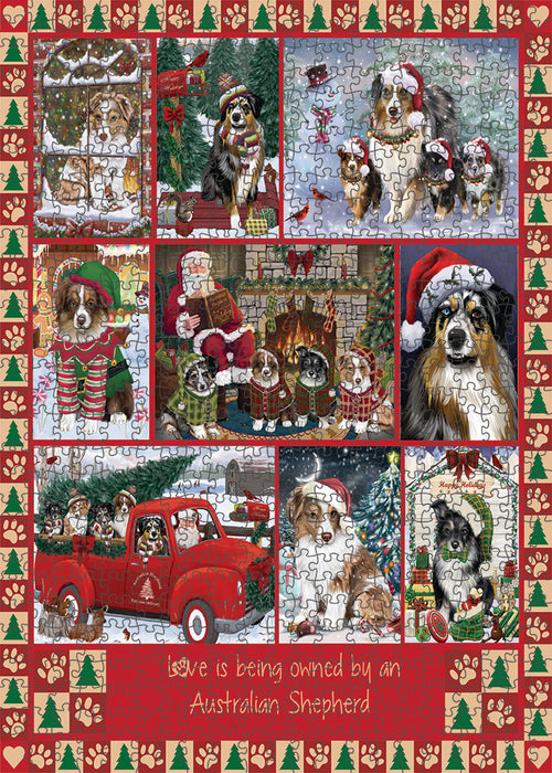 Love is Being Owned Christmas Australian Shepherd Dogs Puzzle with Photo Tin PUZL99300