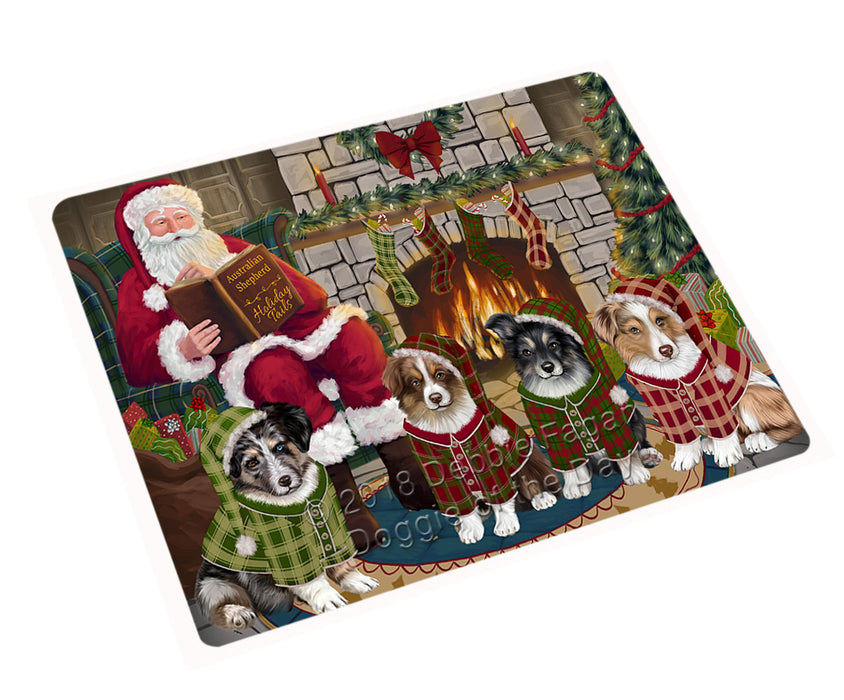 Christmas Cozy Holiday Tails Australian Shepherds Dog Large Refrigerator / Dishwasher Magnet RMAG92826