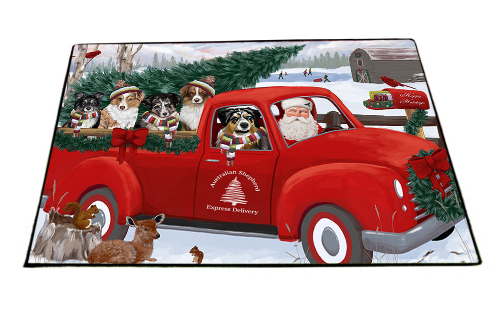 Christmas Santa Express Delivery Australian Shepherds Dog Family Floormat FLMS52299