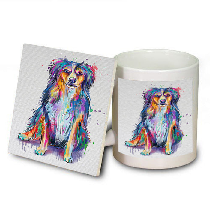 Watercolor Australian Shepherd Dog Mug and Coaster Set MUC57062