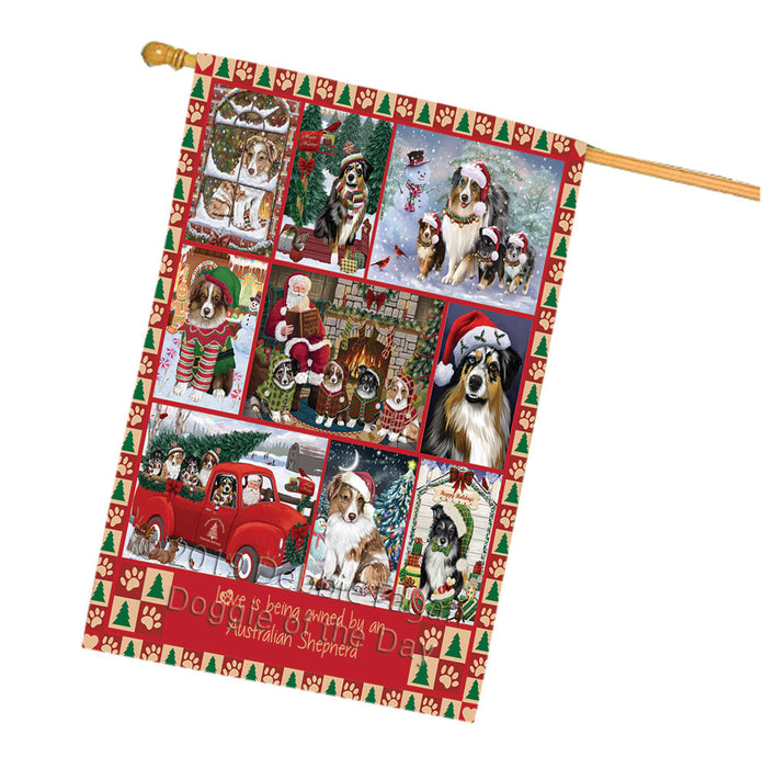 Love is Being Owned Christmas Australian Shepherd Dogs House Flag FLG66033