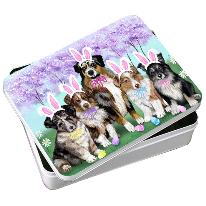 Easter Holiday Australian Shepherds Dog Photo Storage Tin PITN54175