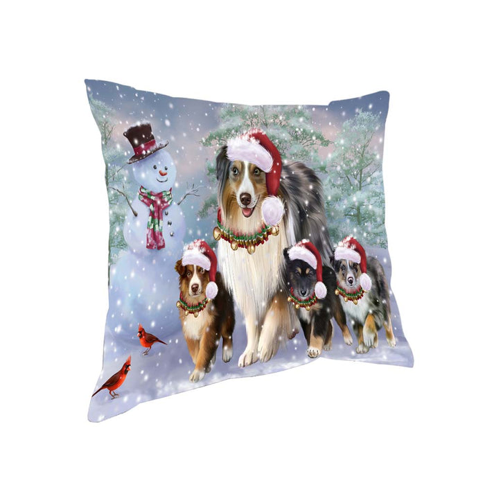 Christmas Running Family Australian Shepherds Dog Pillow PIL70772