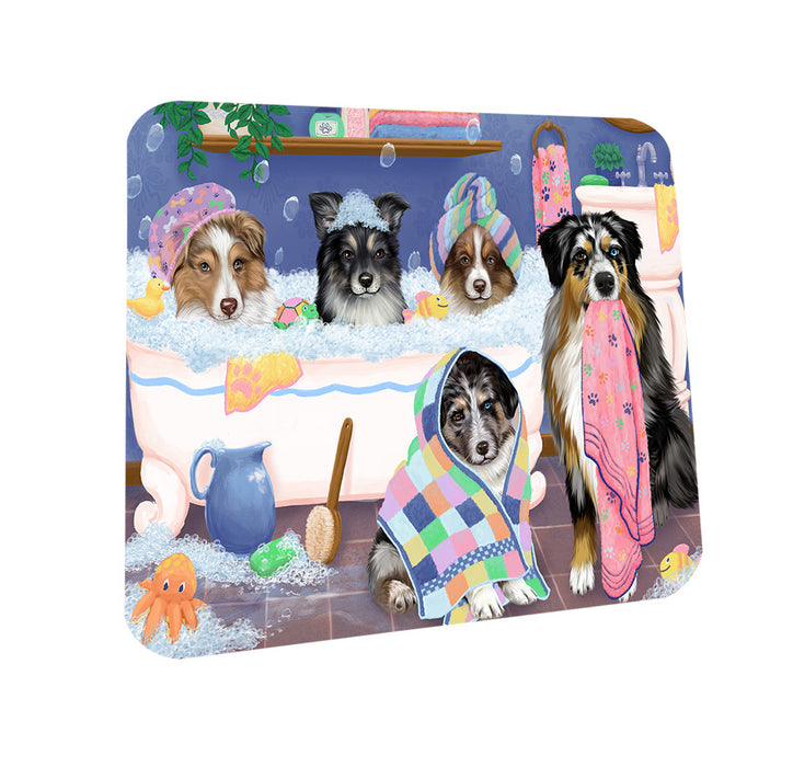 Rub A Dub Dogs In A Tub Australian Shepherds Dog Coasters Set of 4 CST56715
