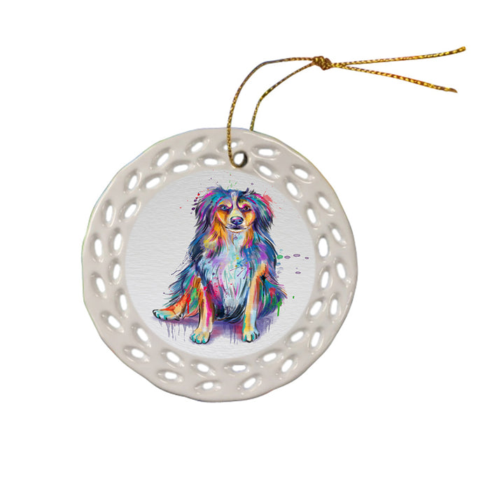Watercolor Australian Shepherd Dog Ceramic Doily Ornament DPOR57365