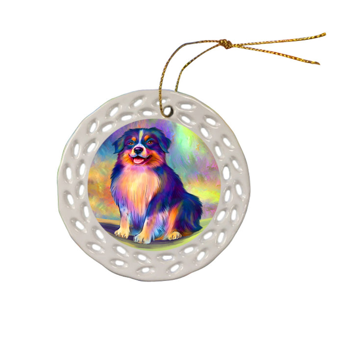 Paradise Wave Australian Shepherd Dog Ceramic Doily Ornament DPOR57045