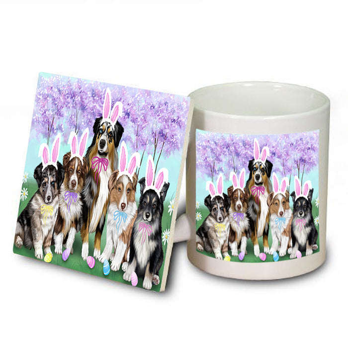 Easter Holiday Australian Shepherds Dog Mug and Coaster Set MUC54224