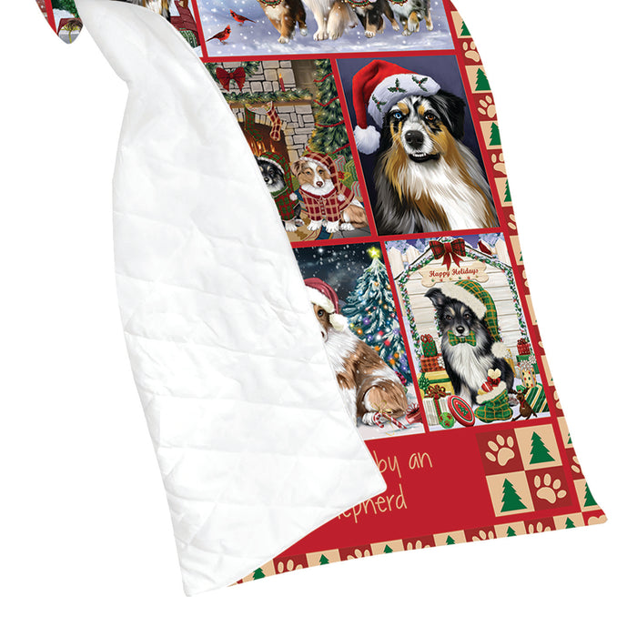 Love is Being Owned Christmas Australian Shepherd Dogs Quilt